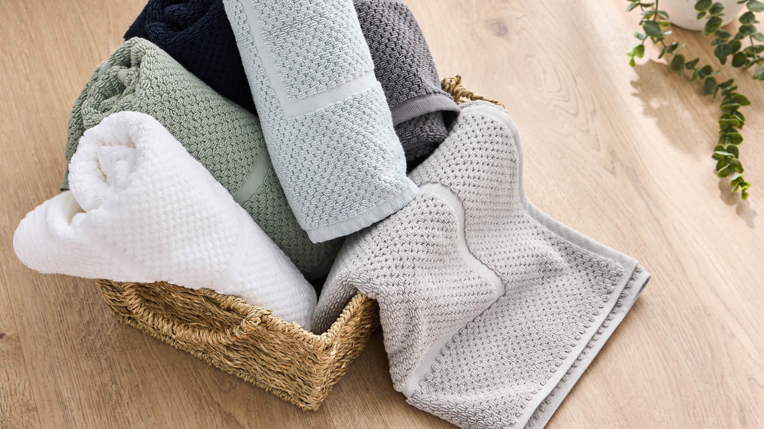 Royal Doulton Chelsea towel collection styled in a bathroom