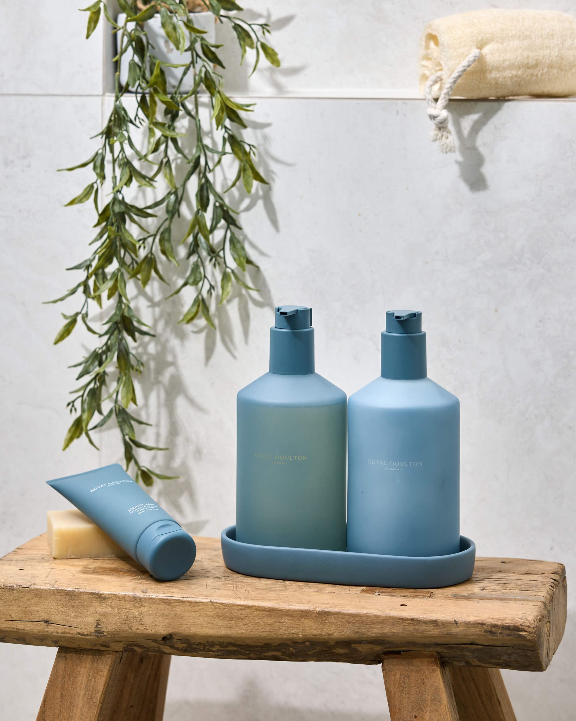 Royal Doulton Montclair body care range styled with Patchouli & Cypress fragrance