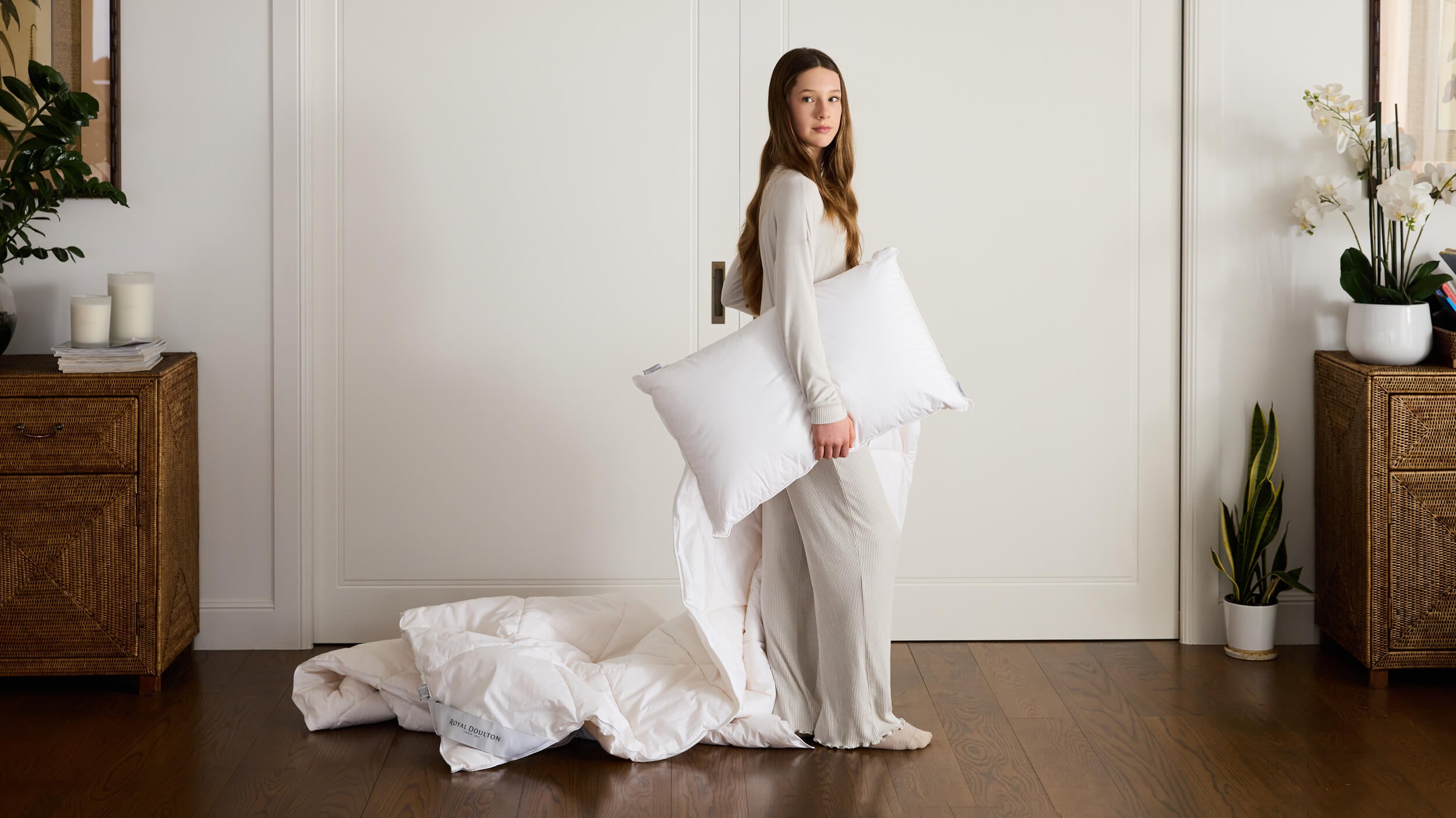 Royal Doulton duvet inner styled on a bed