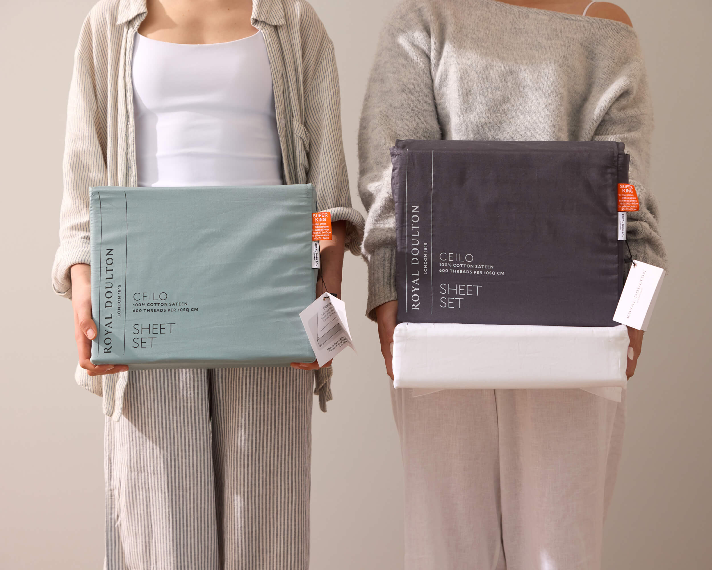 Royal Doulton Ceilo sheet set styled on a bed