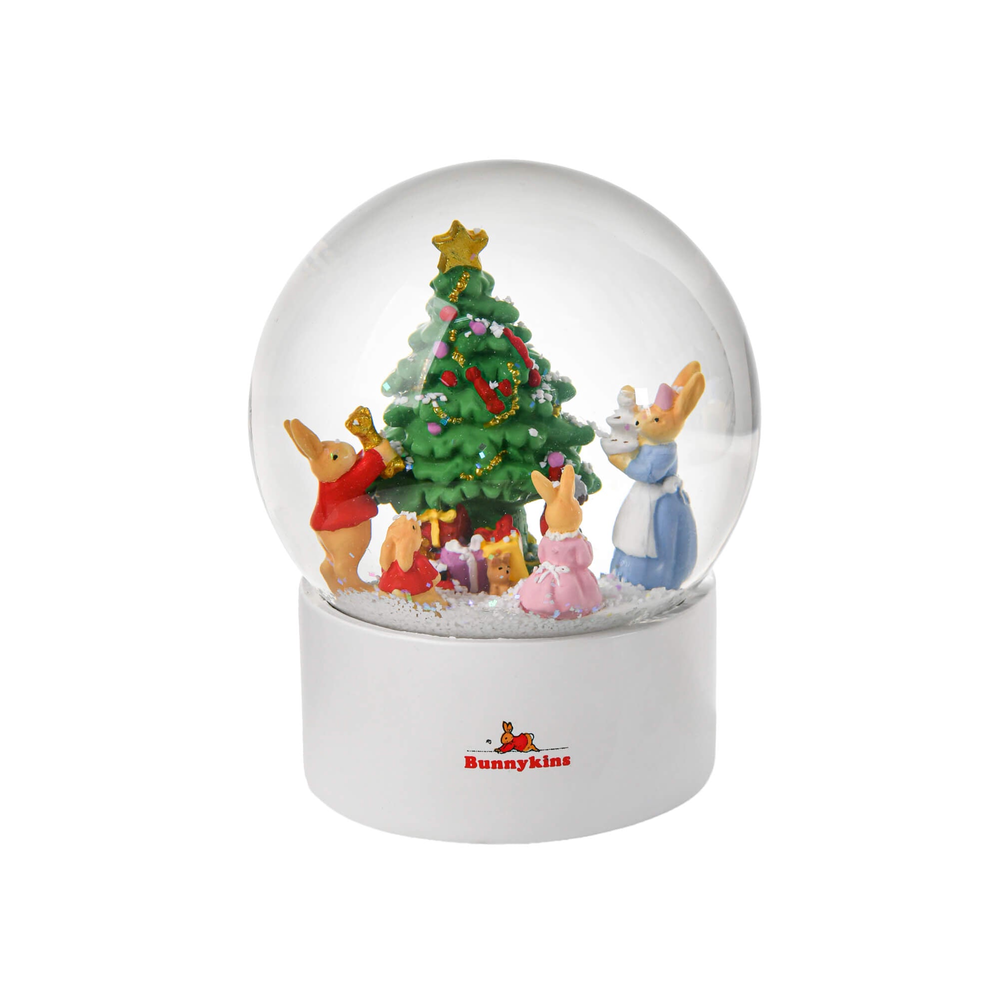 Royal Doulton Bunnykins Christmas snow globe with festive Bunnykins scene