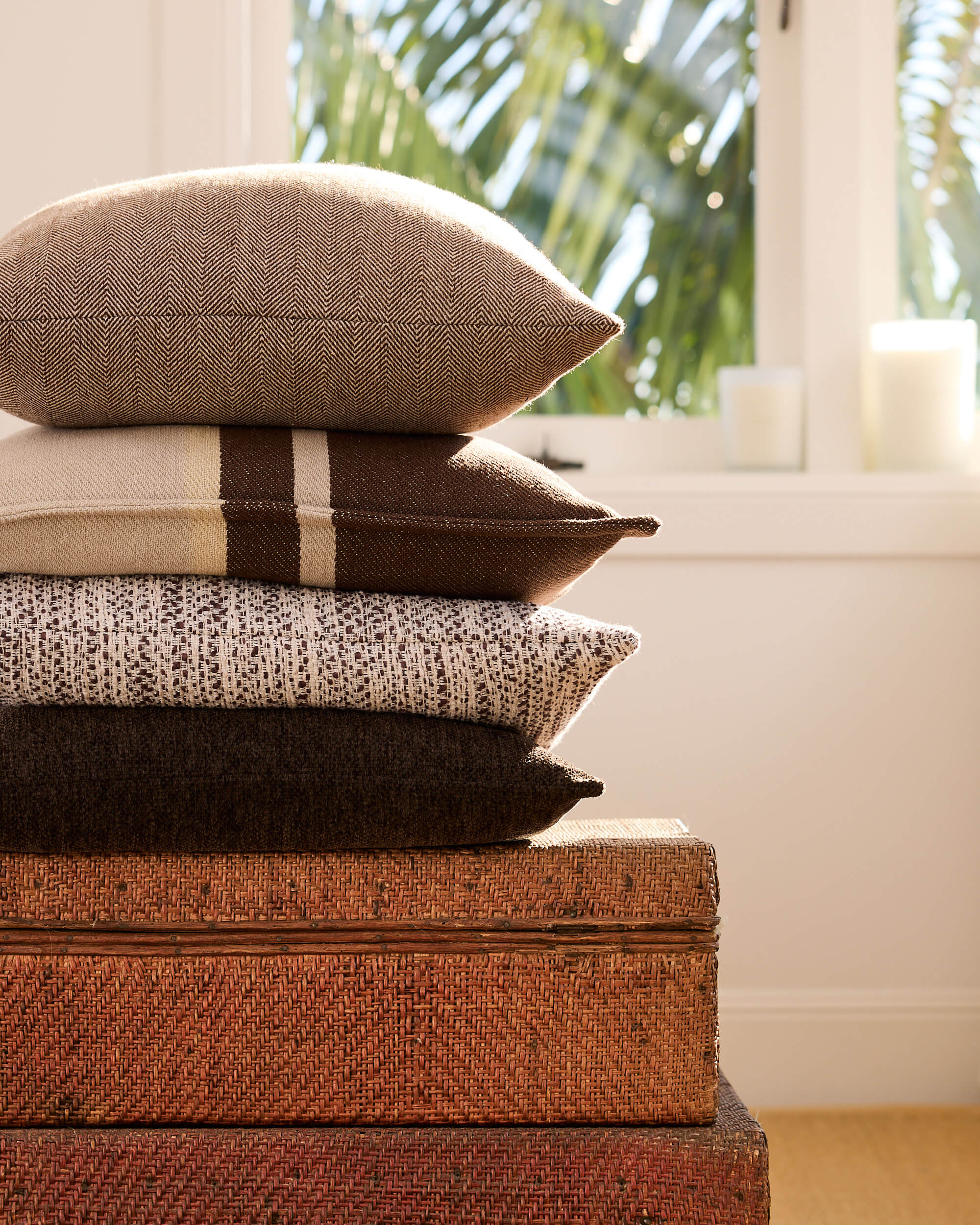 Royal Doulton brown cushions styled in a living room