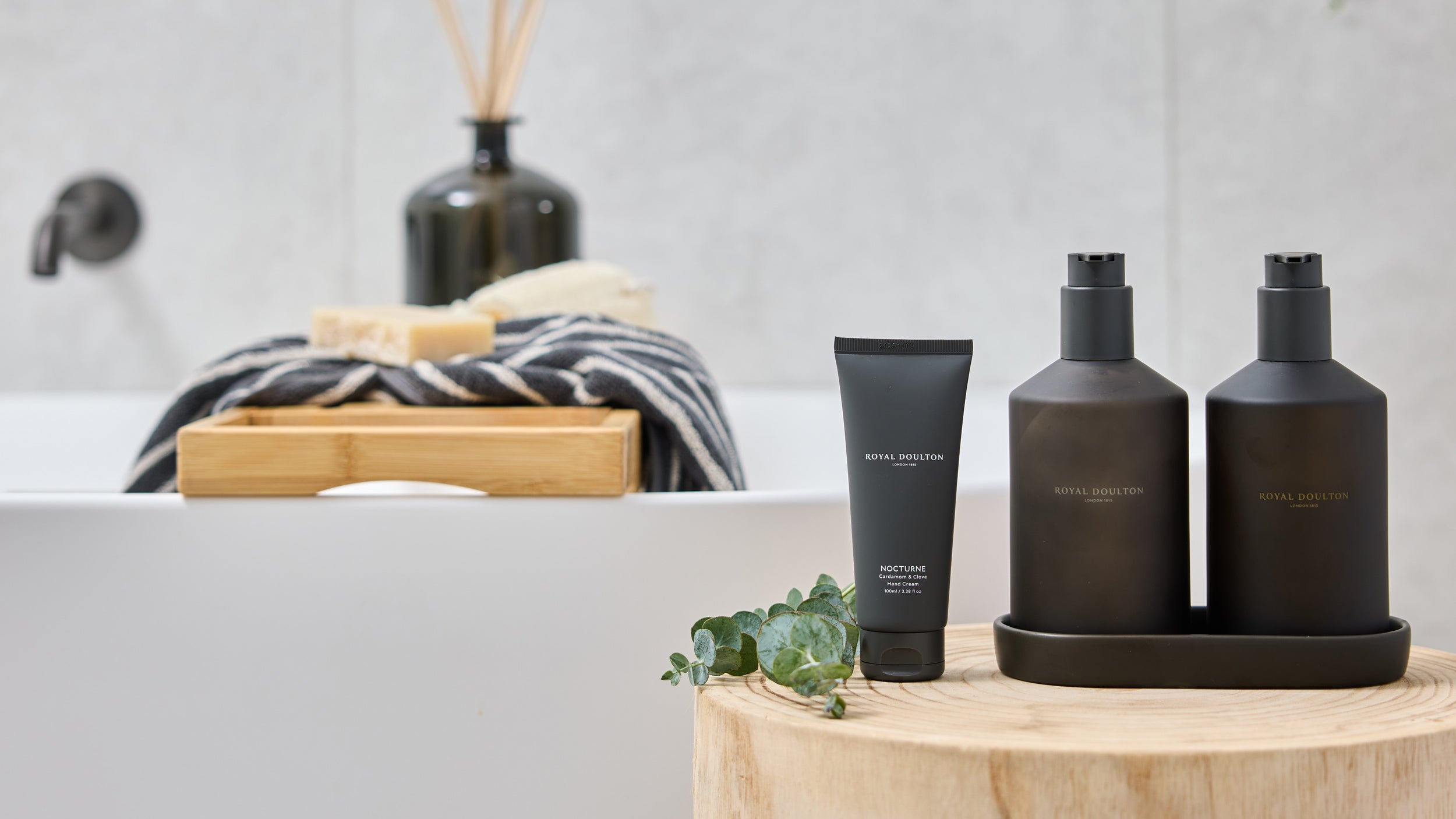 Royal Doulton Nocturne body care range styled with Cardamom & Clove fragrance