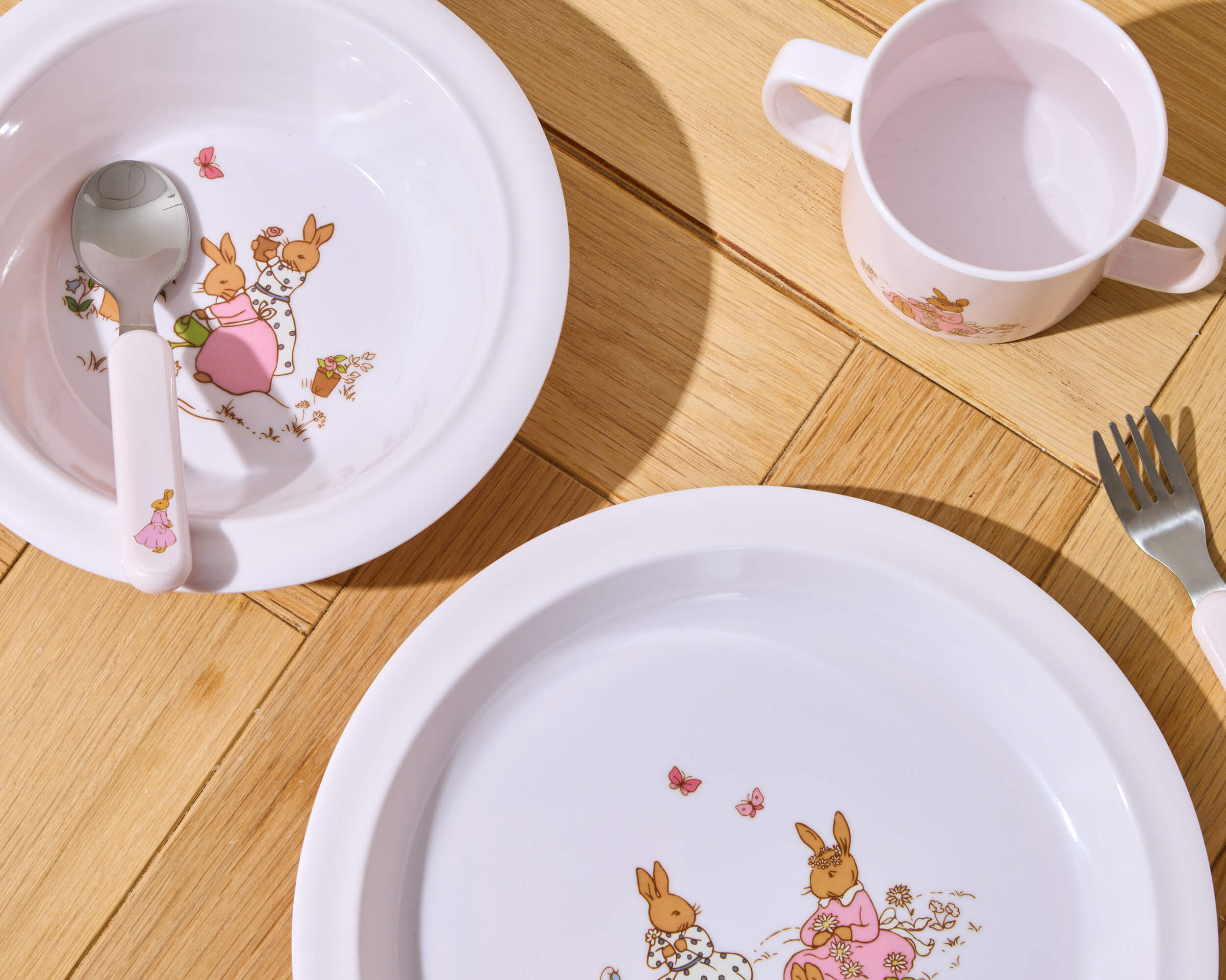 Royal Doulton Bunnykins melamine dinner set styled for kids mealtime