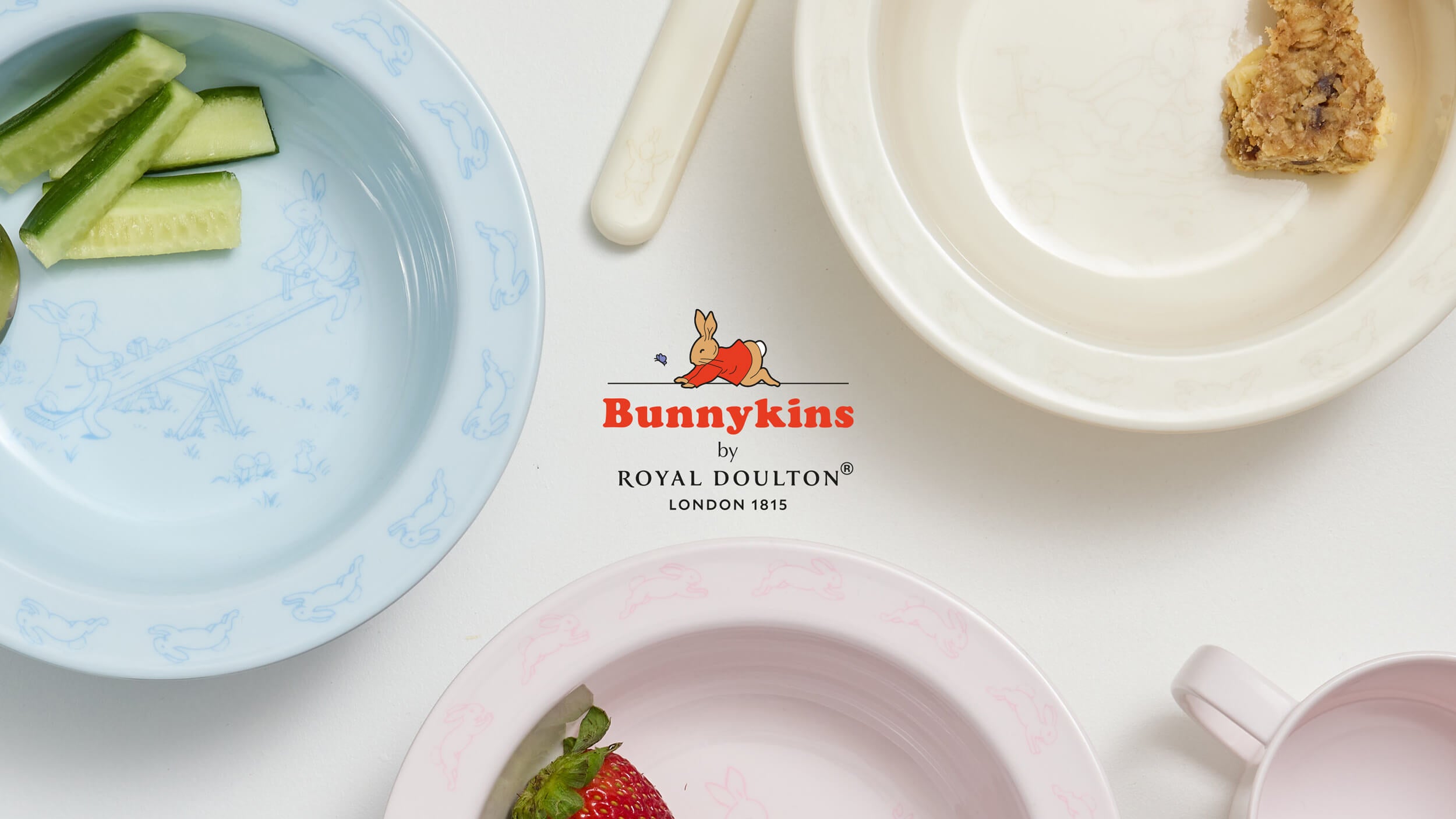 Royal Doulton Bunnykins melamine suction feeding set styled for kids mealtime