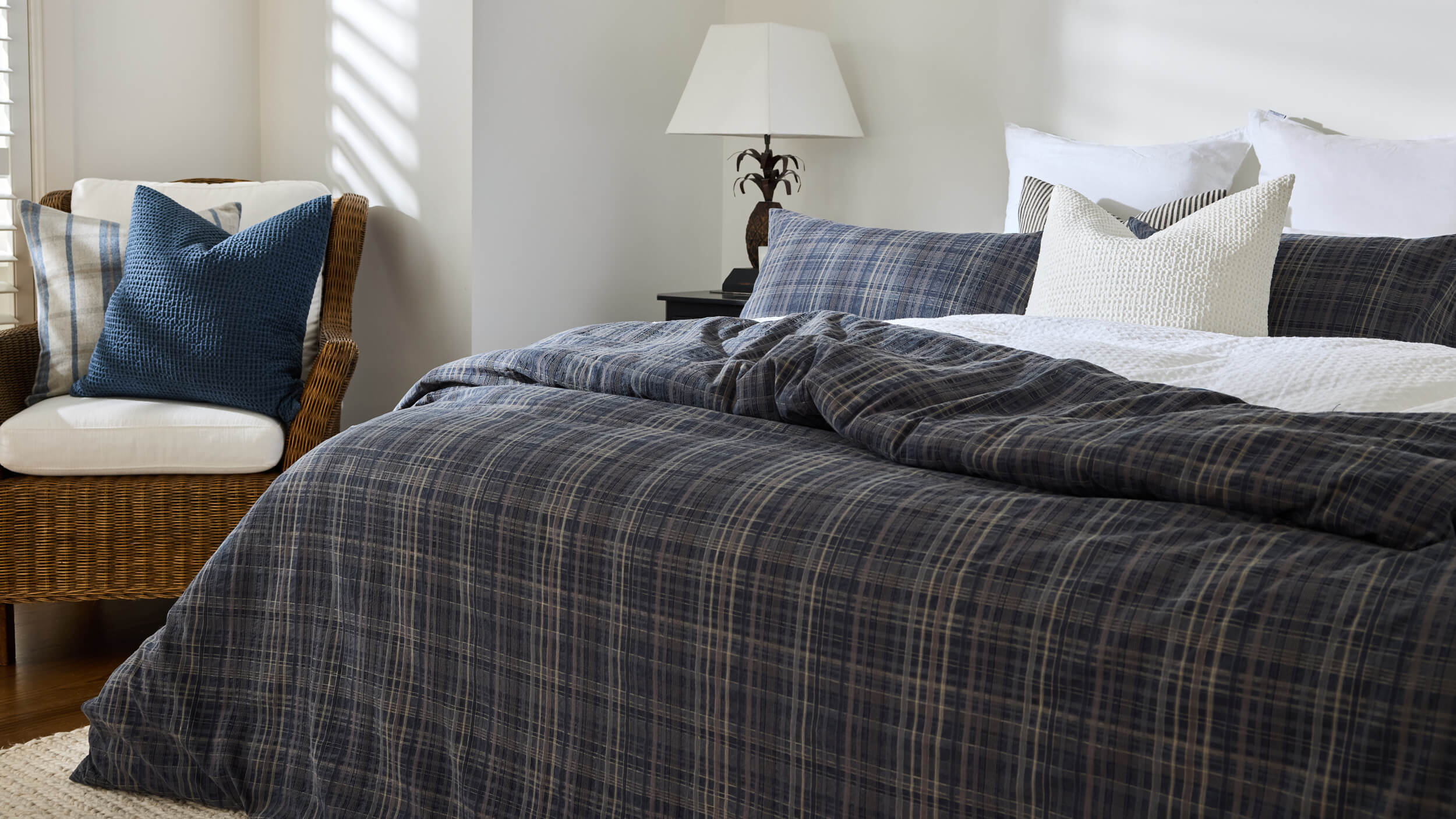 Royal Doulton Devon duvet cover set styled in a bedroom